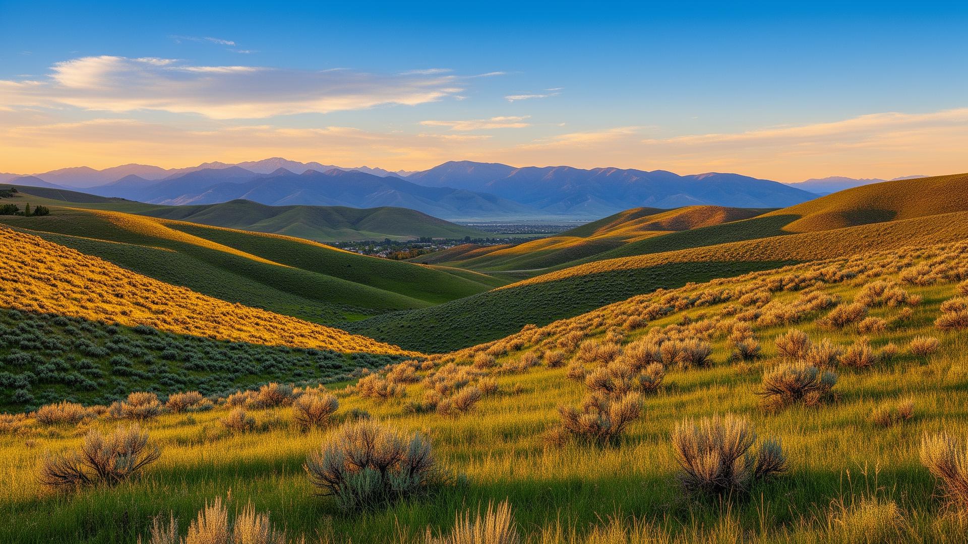 Beautiful Boise Idaho foothills at sunset